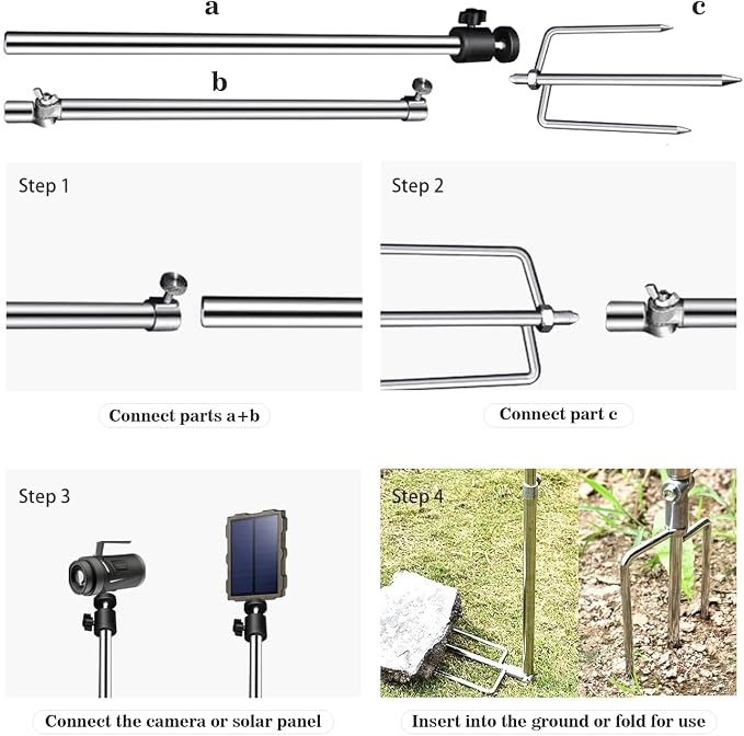 Stedan Trail Camera Stand Mounts, Thick Foldable Stainless Steel Bracket, 360° Adjustable Game Camera Deer Camera Mounts1/4''-20 (6 mm) for Hunting, Fishing (3 Pack) - Image 4