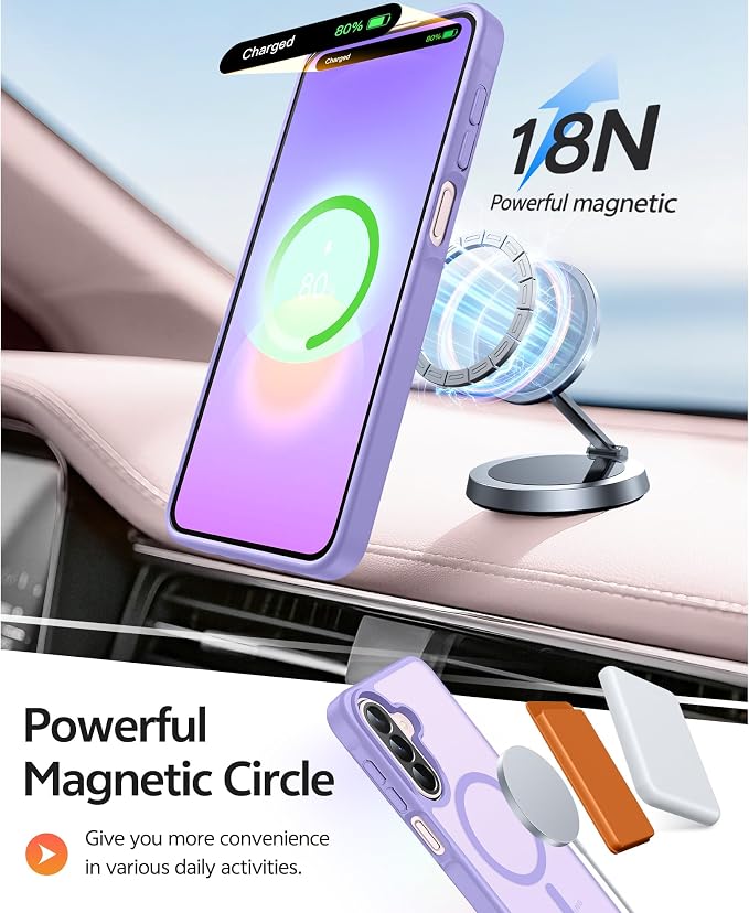 FNTCASE for Galaxy A27 5G Phone Case, Fit for Magsafe, Screen Protector | Translucent Matte, 14FT Military Grade Drop Protection, Slim Shockproof Protective, for Samsung A 27 4G Cover, Light Purple - Image 3