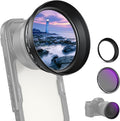 NEEWER 72mm Variable ND Filter with 77mm Lens Hood, ND2-32 Adjustable Neutral Density Filter Compatible with iPhone Android Samsung NEEWER 65mm Telephoto Phone Lens by Neewer