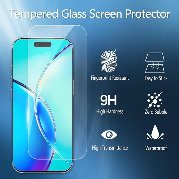 2 Pack Tempered Glass Screen Protector for iPhone 17 Air 6.5-Inch | with 2 Pack Camera Lens Protector, Anti Scratch, Bubble Free, Case Friendly - Image 3