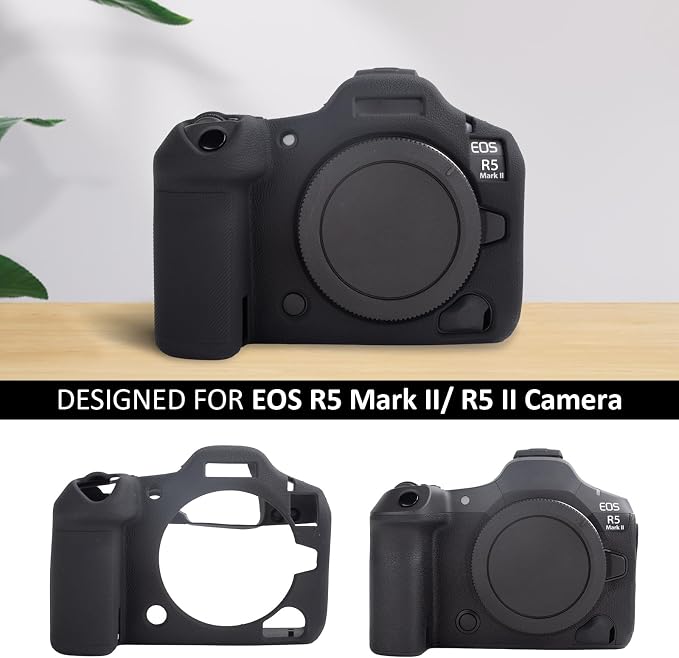 MUZIRI KINOKOO Silicone Case Compatible for Canon EOS R5 Mark II Digital Camera, Soft Rubber EOS R5 Mark II/EOS R5 II Protective case Cover with Anti-Slip Design - Black - Image 2