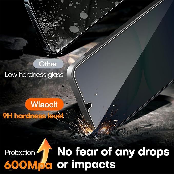 Wiaocit Tempered Glass Privacy Screen Protector for Samsung Galaxy A17 5G | 3+3 Pack, 9H Hardness, Camera Lens Protector, Installation Frame, Bubble Free, Case Friendly - Image 4