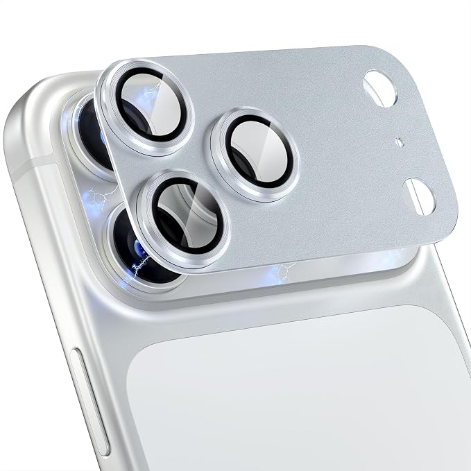 Choiche for iPhone 17 Pro Max Camera Lens Protector, Silver | Metal Camera Cover with 9H Tempered Glass Lens Screen Protector Accessories, Strong Adsorption, Case-Friendly, 6.9-inch by Choiche