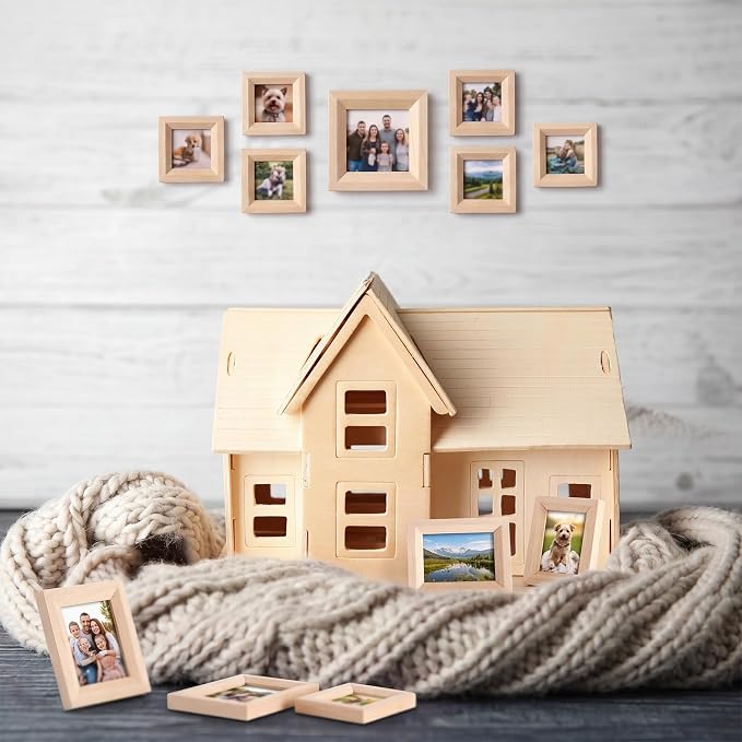 Halloscume 16 Pcs Dollhouse Picture Frames 1:12 Scale Miniature Picture Frames for Dollhouse Small Photo Frame Mini Wooden Dollhouses Accessories Mini House Decoration Simulation (Assorted Sizes) - Image 6