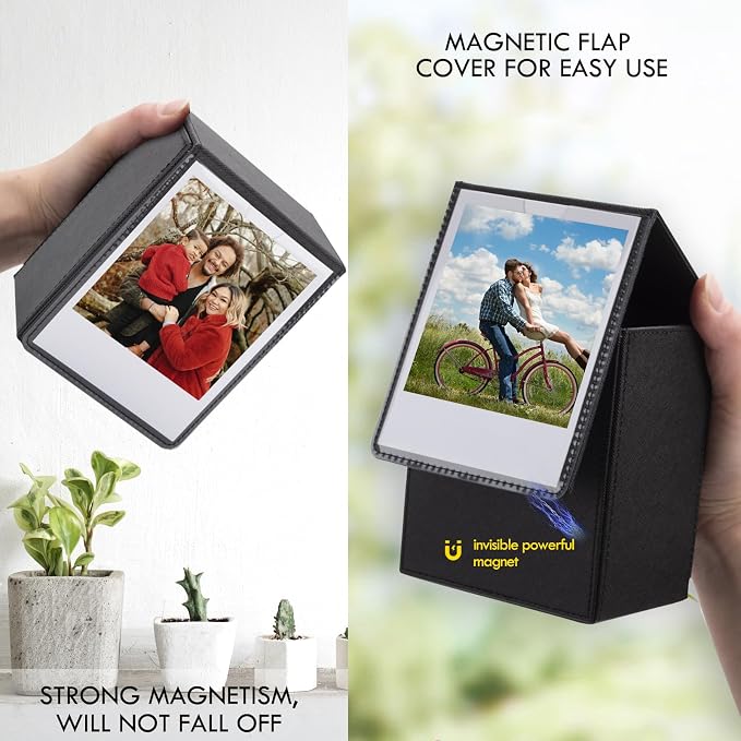 Photo Case for Instax Wide Film, 3.5x4.25” Photo Storage Box Fits for Fujifilm Instax Wide 400/300/210Wide EVO, Picture Holder for Polaroid 600/I-Type/OneStep2 Instant Film - Black - Image 4