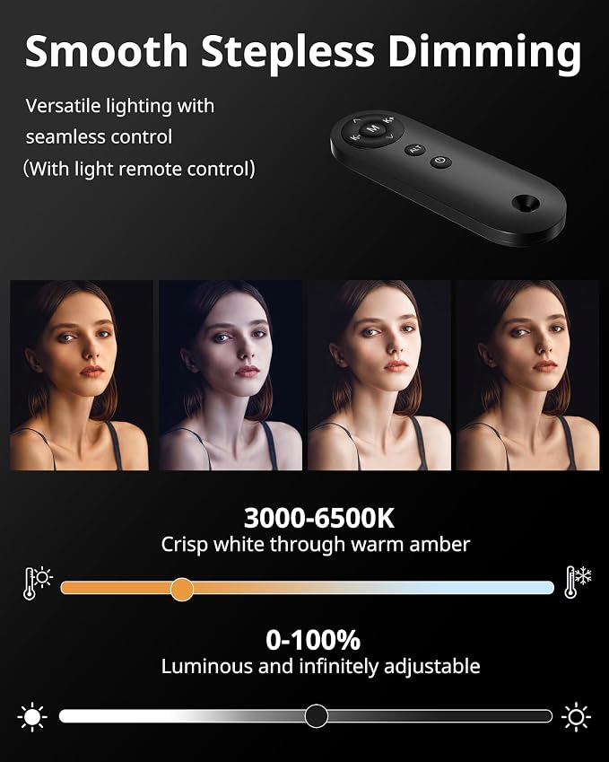 UBeesize Professional Ring Light with Stand, Phone Holder & Remote – 6500K Full-Screen LED Lighting for Makeup, Photography, Studio, Barber, and Live Streaming - Image 4