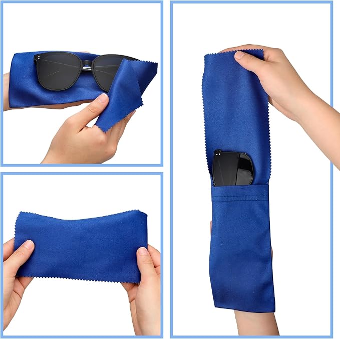 Yunsailing 12 Pcs Eyeglass Cleaning Cloth Case Soft Colorful Glasses Pouch Works as Glasses Case and Cleaning Cloth Microfiber Pocket for Eyeglasses Sunglasses Watch Jewelry Smartphone - Image 3