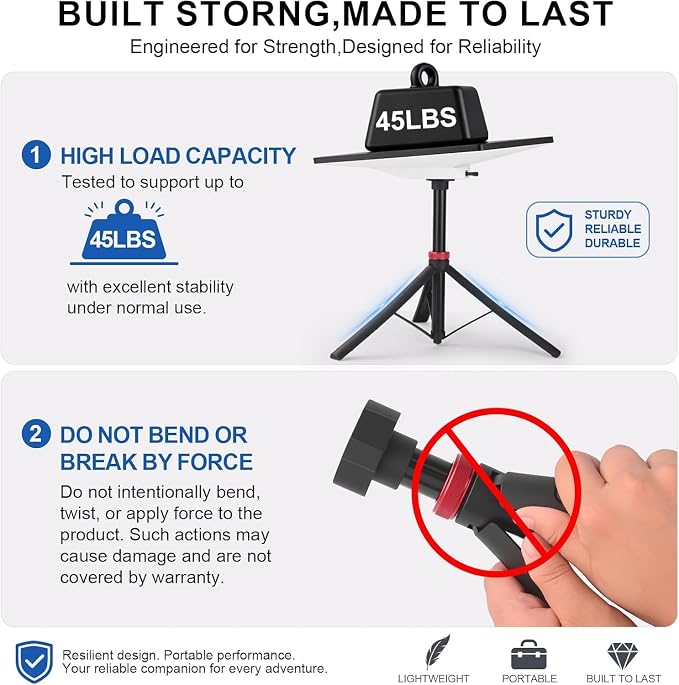 Portable Starlink Mini Tripod Stand, 0.72 lb Lightweight Ground Mount | Ultra-Light, Packable, Wind-Resistant, Aviation Aluminum, Anti-Slip Feet, for Backpacking RV Travel - Image 7