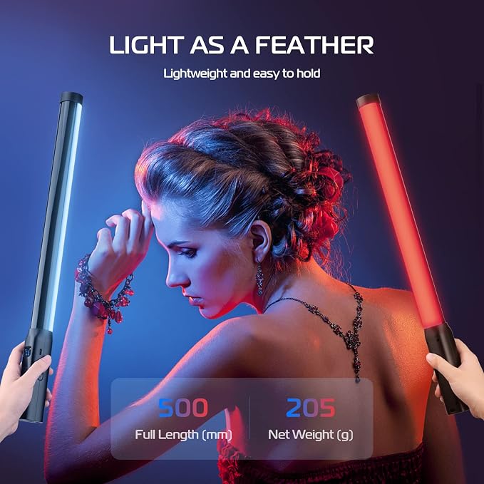 ULANZI VL119 Handheld Light Wand RGB LED Video Light Stick for Photography | 2500-9000K CRI95+ 20 Effects 3300mAh Rechargeable Tube Light with 1/4" Screw & LCD Display for Handheld, Tripod, Light Stand - Image 4