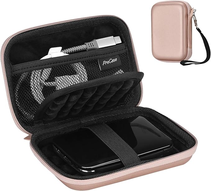 ProCase External Hard Drive Travel Case for 2.5" HDD/SSD -Rosegold | Fits Seagate Portable, Samsung T9, WD Elements, My Passport, Toshiba Canvio Basics, 1TB-5TB Drives, USB 3.0 HDD/SSD Storage by ProCase