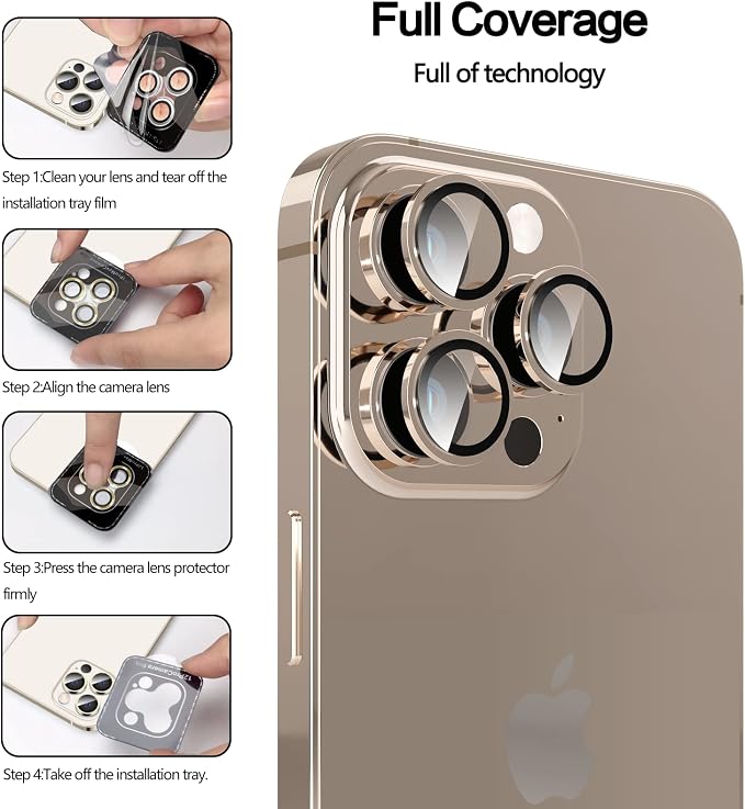 YWXTW [Upgraded Camera Lens Protector for iPhone 13 Pro Max 6.7 Inch/iPhone 13 Pro 6.1 Inch, [Keep Original Camera] [Installation Frame] Tempered Glass Camera Lens Cover, 1 Set - Image 6