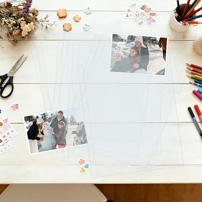 Vienrose Scrapbook Refill Pages 8.5x11, 10 Pack Heavyweight Clear Page Protectors for 3 Ring Binders, Top Loading Plastic Sleeves for Scrapbook Albums & Photo Storage (No Paper Inserts, Acid Free) - Image 7
