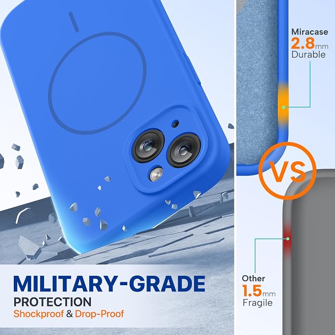 Miracase Silicone & Magnetic for iPhone 14 Case, Mediterranean Blue | Compatible with MagSafe, Soft Microfiber Lining, Premium Silicone Cover Shockproof Drop Protection Phone Case for 14 - Image 2