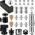 30Pack Camera Tripod Screw Mount Kit, 1/4" & 3/8" Camera Screw Adapter | with Ball Head, Cold Shoe Mount, Phone Clamp, Flash Hot Shoe Adapter for Camera, Tripod, Ring Light, Mic & LED Video Light by conglow