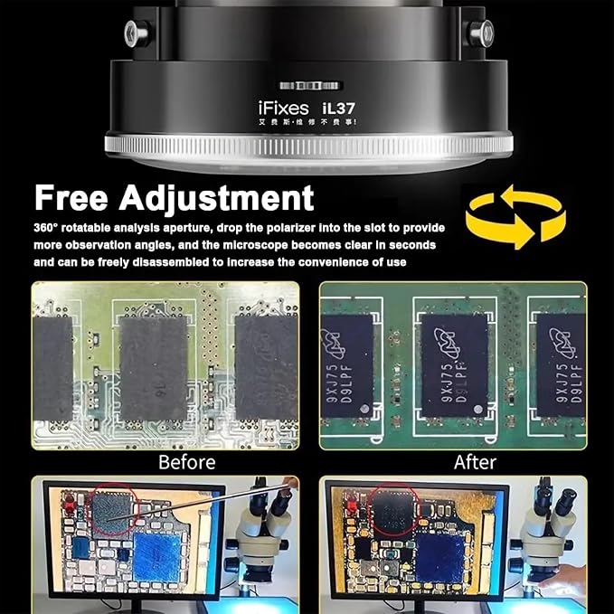 Microscope Polarized 96-LED Ring Light Anti Glare Microscope Lamp Illuminator for Soldering Repair Industrial Camera - Image 4
