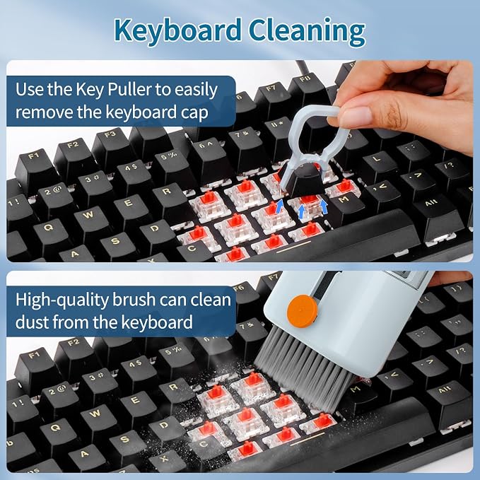 Keyboard Cleaner Laptop Cleaning Kit - 12 in 1 Computer Tech Cleaning Brush, Electronic Screen Cleaner with Multi-Function Cleaning Pen for MacBook, Tablet, iPhone, Earbuds, Camera, Lens | Includes Screen Spray, Microfiber Wipe, Tech Brush, Works on Ai... - Image 2