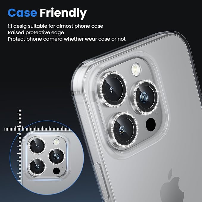 WSKEN for iPhone 16 Pro/iPhone 16 Pro Max Camera Lens Protector | Original Shooting Mode, Individual Metal Cover Film, Shatterproof HD Tempered Glass Camera Screen Protector, Glitter - Image 5