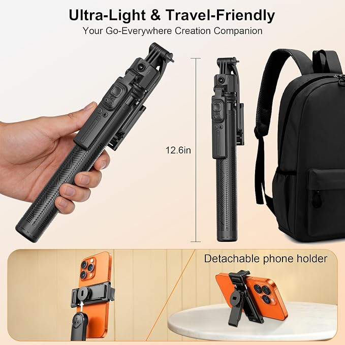 Auto Face Tracking Tripod for iPhone with Light and Remote Phone Stand | 360 Rotation Tripod that Follows Your Movement, No App, 63" Selfie Stick for Content Creator Vlog TikTok Live Stream - Image 4