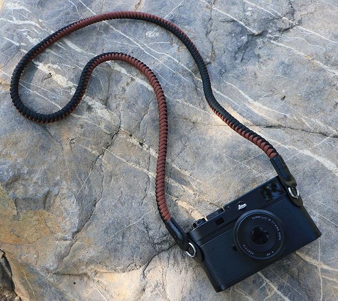 Paracord Camera Strap Long Camera Neck Shoulder Strap for SLR DSLR Digital Mirrorless Cameras 47inch/120cm Black Brown - Image 2