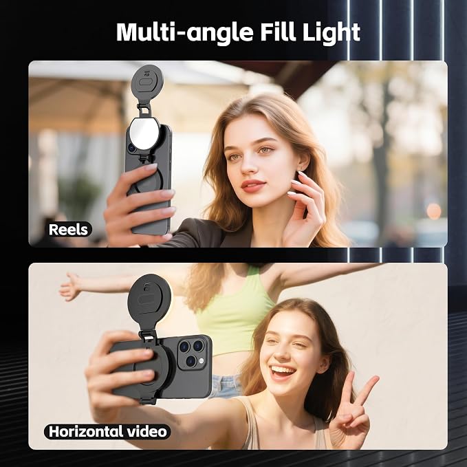 Magnetic Selfie Light for Phone,Phone Ring Light Selfies | Tri-Fold, As Lamp, 360° Foldable LED Selfie Light Compatible with iPhone Magsafe,Photography/TikTok/Zoom Calls/Video - Image 2
