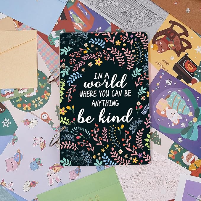 SUPERDANT Gift Card Organizer Greeting Card Book Post Cards Album Be Kind | Christmas Holiday Wedding Cards Keepsake Books, Memory Storage Photo Holder Planner Journal, Present for Wife Girlfriend Mom - Image 5