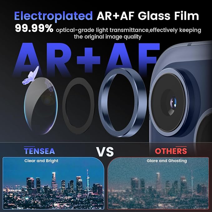 Tensea Camera Lens Protector Compatible for iPhone 17 Pro Max/17 Pro/15 Pro Max/15 Pro/16 Pro Max/16 Pro/14 Pro Max/14 Pro, Metal Tempered Glass Cover Camera Screen Protector Accessories,Case Friendly - Image 3