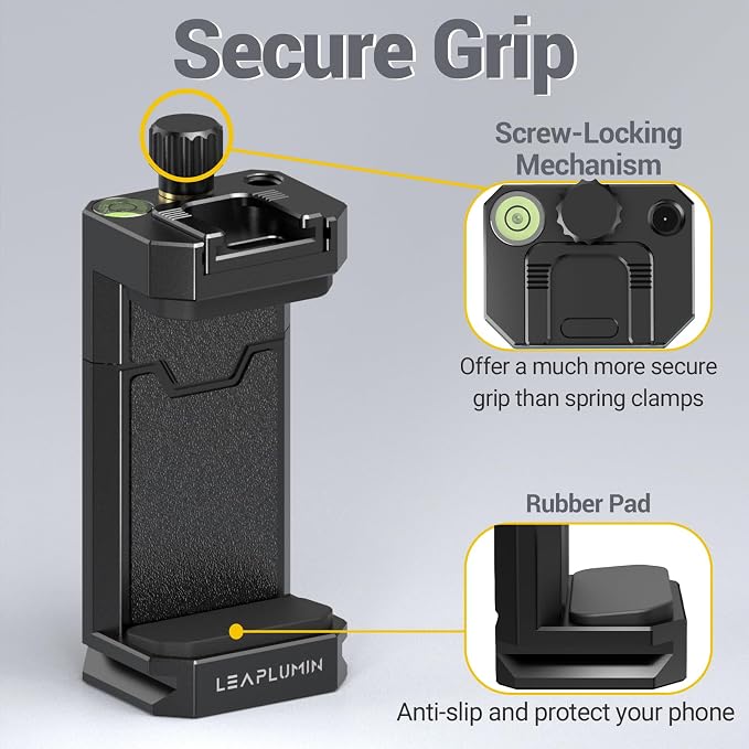 Tripod Phone Mount Holder with Sliding Cold Shoe,Universal Smartphone Mount Adapter with 1/4" Standard Screw&& Arca Swiss Quick Release Plate,Phone Tripod Mount Support Vertical/Horizontal - Image 3
