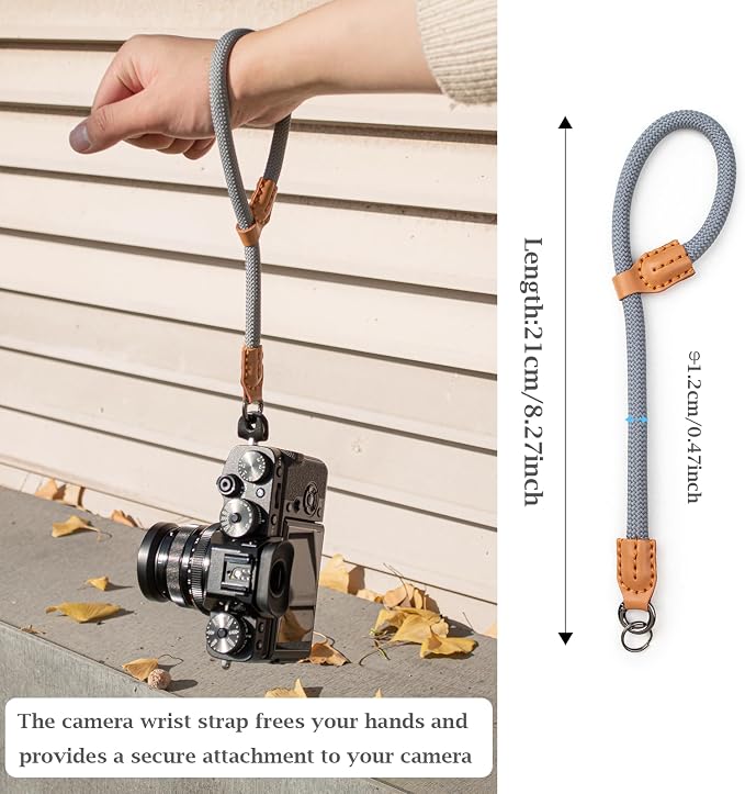 VOVMOEYA Rope Camera Wrist Strap,Camera Hand Strap Compatible with A6400 A6000 A7 IV,for Fujifilm X100V for Nikon Zf Z30 for Canon EOS R6 R7 R8 R10 Camera Wrist Straps for dslr - Grey - Image 4