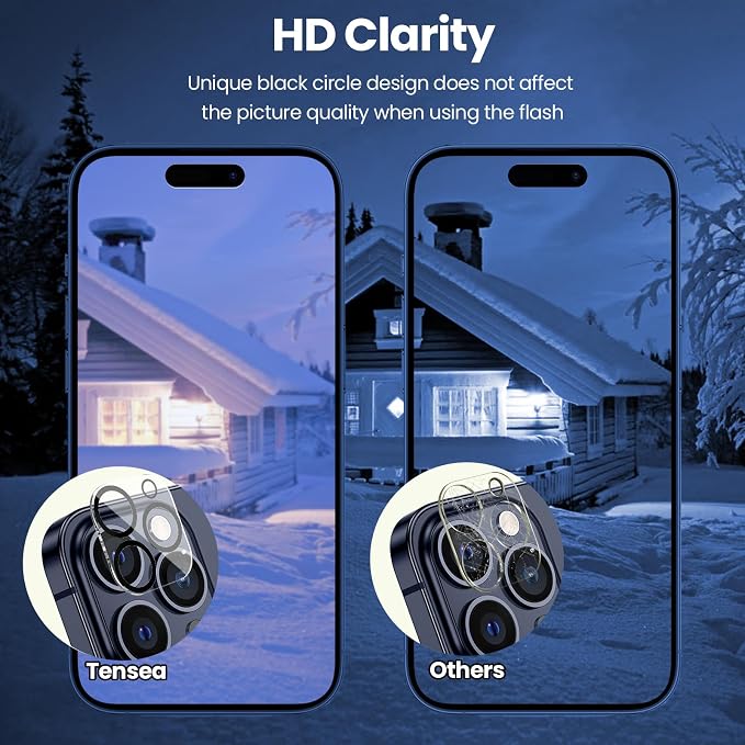 Tensea 3Pcs for iPhone 15 Pro / 15 Pro Max Camera Lens Protector | Tempered Glass Film Lens Cover Screen Protector, HD Clear, Full Edge to Edge, Case Friendly for iPhone 15 Pro/15 ProMax - Image 6