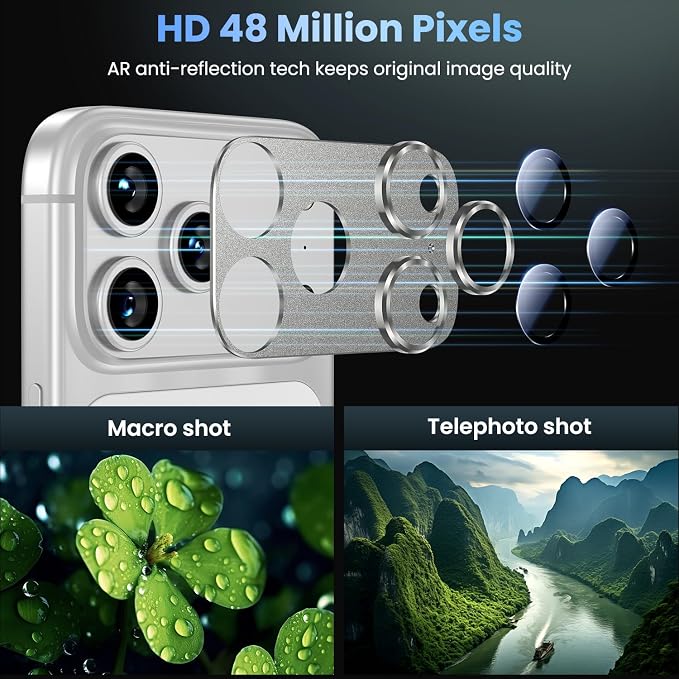 Uyiton for iPhone 17 Pro Camera Lens Protector, Metal Frame Glass Cover | Not Easy to Break, Strong Adsorption, Case-Friendly, Metal 9H Sapphire Glass Rear Camera Cover, Natural Titanium, 2 Pack - Image 3