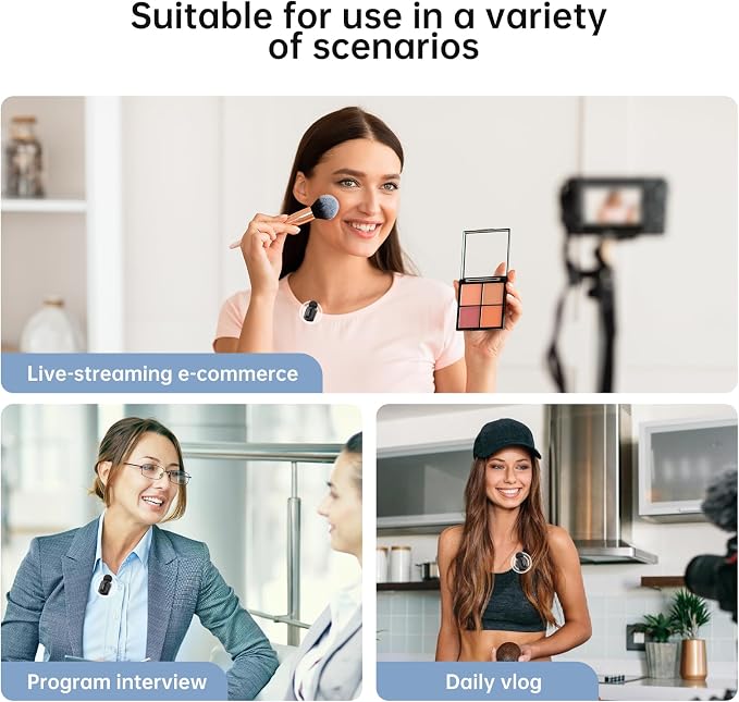 Wireless Microphone for Video Recording - Noise-Cancelling mini Microphone,Portable Microphone,Suitable for Mobile Phone Lapel Microphone Wireless for YouTube, TikTok Live Streaming, blogs - Image 5