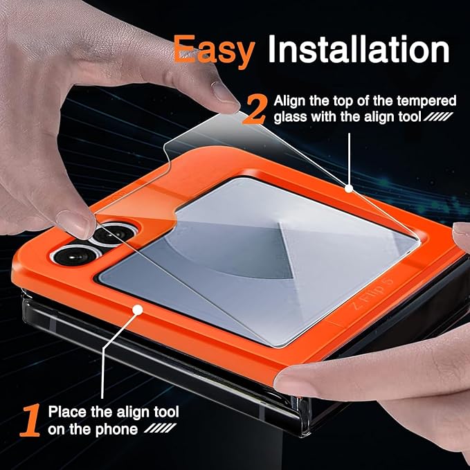 Ferilinso 3 Pack Screen Protector for Samsung Galaxy Z Flip 6 / Z Flip 7 FE | 9H+ Tempered Glass Back&Camera Lens Protectors, Military-Grade Shatterproof, Case Friendly, Easy Installation Bubble Free - Image 6
