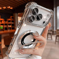For iPhone 17 Pro Max Clear Case with Magnetic Ring Stand, [Compatible with MagSafe] Shockproof Kickstand Plating Soft Case Camera Lens Protector Girls Phone Cover for 17 Pro Max 6.9", Silver by Unknown