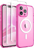 CAPRARO for iPhone 13 Pro Case, Compatible with MagSafe | Upgraded [Full Camera Protection] Shockproof Protective Slim Translucent Matte Magnetic Phone Case 6.1'', Clear Neon by CAPRARO