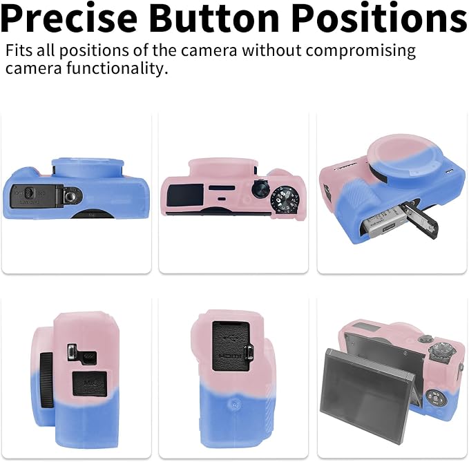 Easy Hood Camera Case Cover for Canon Powershot G7X Mark III (Pink Blue) | With Removable Lens Cover,Soft Silicone Protective Case,Anti-Scratch,Slim Fit,Enhanced Grip,Lightweight Camera Accessories - Image 5
