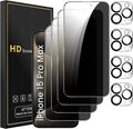 Romkasi 4 Pack Privacy Screen Protector for iPhone 15 Pro Max 6.7 Inch with 4 Pack Camera Lens Protector, Anti Spy Tempered Glass Film, Anti-Scratch, Touch Sensitive, Case Friendly by Unknown