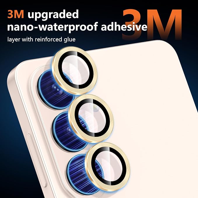 for Samsung Galaxy S26 Plus Camera Lens Protector, Individual Metal Ring Tempered Glass Lens Cover, [Strong Adsorption] Scratch Resistant Ultra-Thin HD Clear Lens Cover, 1 Set-Gold - Image 3