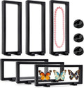 6 Pcs 3D Floating Frame Case, Clear Challenge Coin Display Stand | 2 Bases Option, Transparent PE Film Storage Box Holder for Jewelry, Medals, Specimens, Rocks, Fossils, Gemstones by QUMENEY