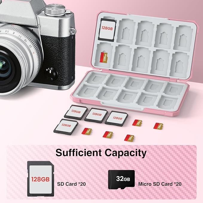 HEIYING SD Card Holder with 40 Precise Slots for SDXC SDHC Micro SD Cards | Portable Game Cards Case, Hard ABS Shell with Soft Silicone Lining, Precise Card Slots,Magnetic Closure for Easy Access - Image 2