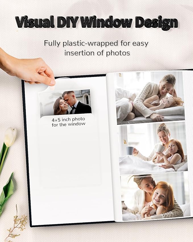 Artfeel Photo Album 4x6 with 300 Pockets,Slip-in Picture Albums,Linen Cover Memory Book with Front Window,White Page Vertical Photo Book for Wedding,Family,Anniversare,Baby,Vacation - Image 2