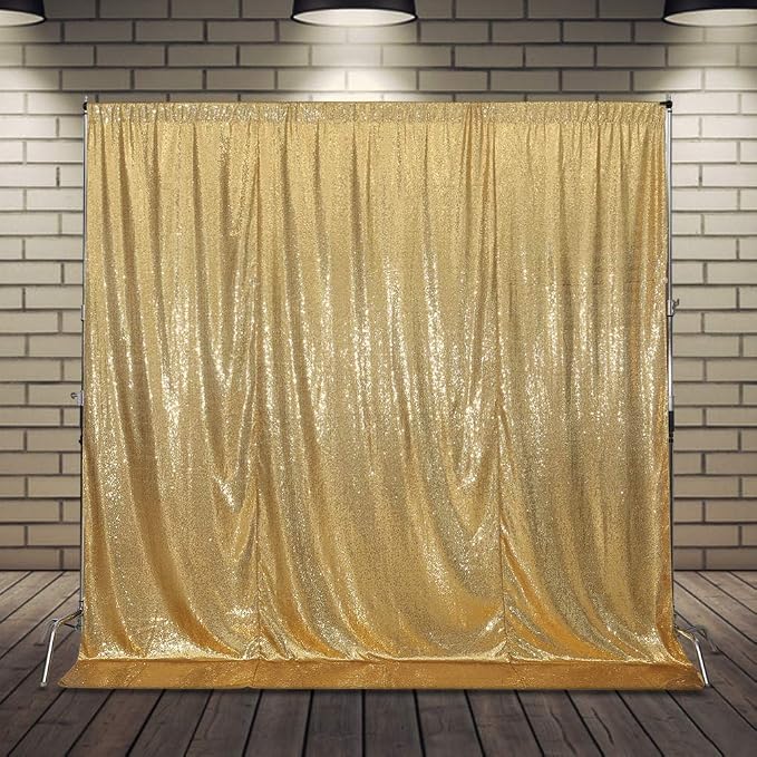SquarePie 20x10ft Gold Sequin Backdrop, High Density Non-Transparent Glitter Curtain for Photography, Birthday, Wedding Party Decorations, Thick Solid Background with 4" Rod Pocket, 1 Panel - Image 8