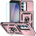 HNHYGETE for Galaxy S23 Plus Case with Screen Protector: [Military Grade 20ft. Drop Tested] Slide Camera Cover Ring Shockproof Protective Phone Case for - Samsung Galaxy S23 Plus (Rose Gold) by HNHYGETE