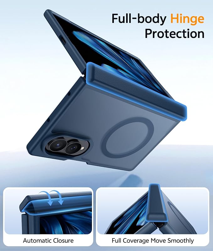 FNTCASE for Samsung Galaxy Z Fold 8 Case, Fit for Magsafe, Hinge Protection | Screen Protector, Translucent Matte Magnetic Back, 18FT Military Grade Drop Proof, Protective Phone Cover, Blue - Image 3