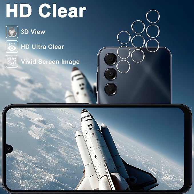 [3+3 Pack] Galaxy A16 5G Screen Protector + Camera Lens Protector, 9H Tempered Glass, Anti Scratch, Easy Installation, Bubble Free, HD Screen Protector for Samsung Galaxy A16 5G - Image 4