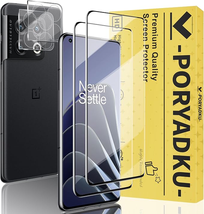 WILLONE 2+2 Pack for OnePlus 10 Pro Screen Protector | Camera Lens Protector, 9H Tempered Glass, Fingerprint Unlock, HD Clear, Phone Case Fit by TechArmor