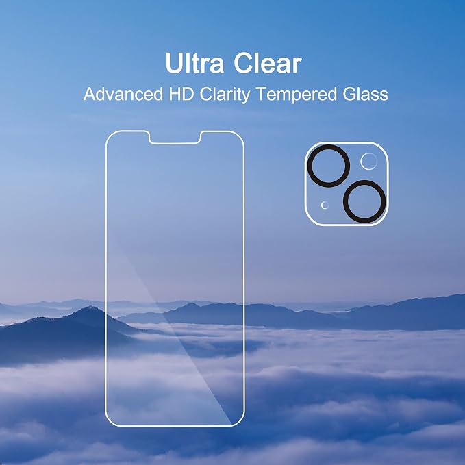 Ailun Screen Protector + Camera Lens Protector for iPhone 14 Plus, 3+3 Pack | 6.7 Inch, Case Friendly, Tempered Glass Film, HD - Image 4