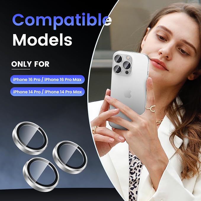 Tensea Camera Lens Protector for iPhone 16 Pro Max/16 Pro/15 Pro Max/15 Pro | Metal Aluminum Alloy Tempered Glass Cover Camera Screen Protector Accessories, Case Friendly - Image 2