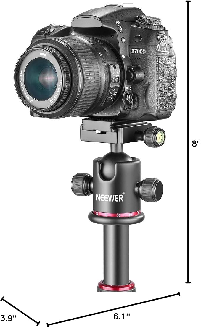 Neewer Professional Metal 360 Degree Rotating Panoramic Ball Head with 1/4 inch Quick Release Plate and Bubble Level,up to 17.6pounds/8kilograms,for Tripod,Monopod,Slider,DSLR Camera,Camcorder - Image 7