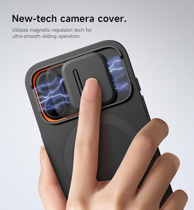 SURITCH for iPhone 16 Case with Magnetic Camera Slide Cover and Adjustable Kickstand, Compatible with MagSafe, Shockproof Bumper Case Slim Protective Cover 6.1 Inch, Black - Image 4