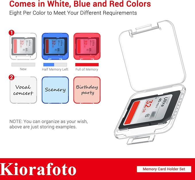 24PCS Multi-Color Clear Plastic SD Card Case Holder(NOT Include Any Cards) | with Labels,Transparent,Standard Memory Card Case Box Storage Organizer,for 24 SD SDXC SDHC Cards - Image 3